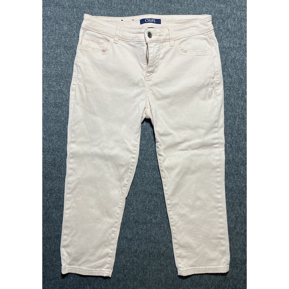 CHAPS WOMEN'S LIGHT PINK HIGH RISE FIT PULL-ON CAPRI JEANS - SIZE 4P